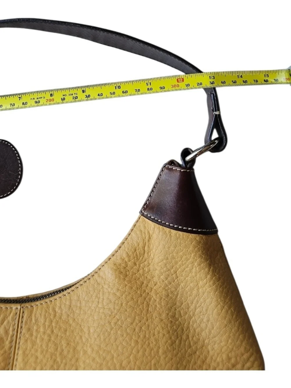 Vintage Dooney & Bourke Pebbled Leather Crescent Hobo Bag Yellow Y2K